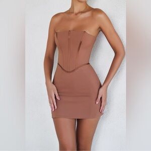 MISTRESS ROCKS House of CB Walnut Strapless Corset Mini Dress Size XS